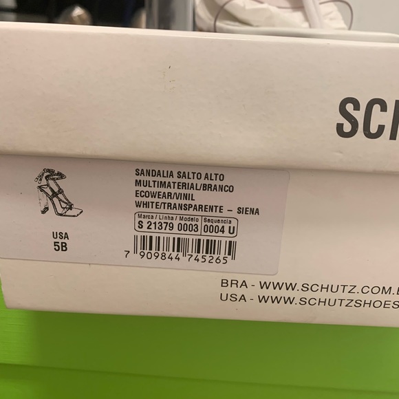 Schutz Siena White Clear Vamp Lace Up Open Toe Clear Column Heel Sandals size 5 - Picture 7 of 8